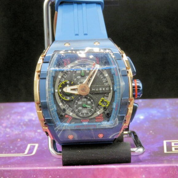 Nubeo Men's 48mm Magellan Chronograph Limited Edition Watch with Rubber Straps - Picture 7 of 14
